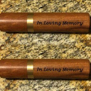 Set of Two LASER ENGRAVED (as shown) Rosewood Cremation Urns / Scattering Tubes